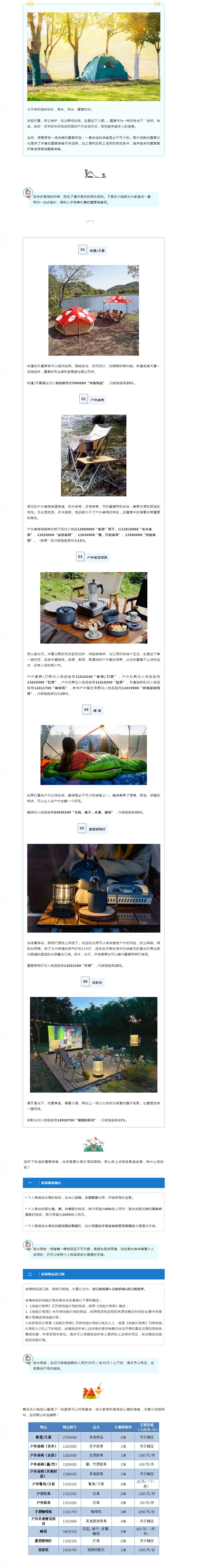 6.14 关税新知｜露营爱好者海淘须知
